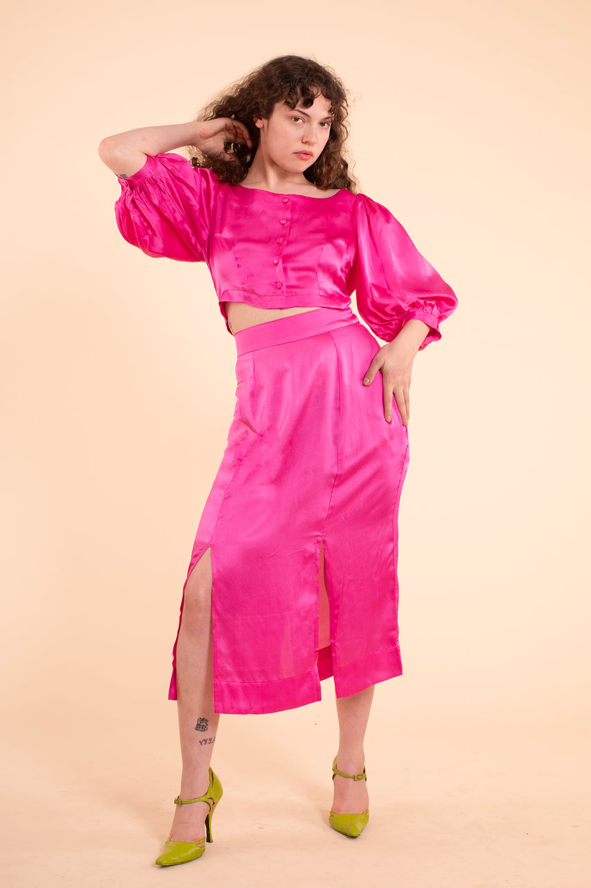 Emma Skirt - HKM - Raspberry Rose Silk
