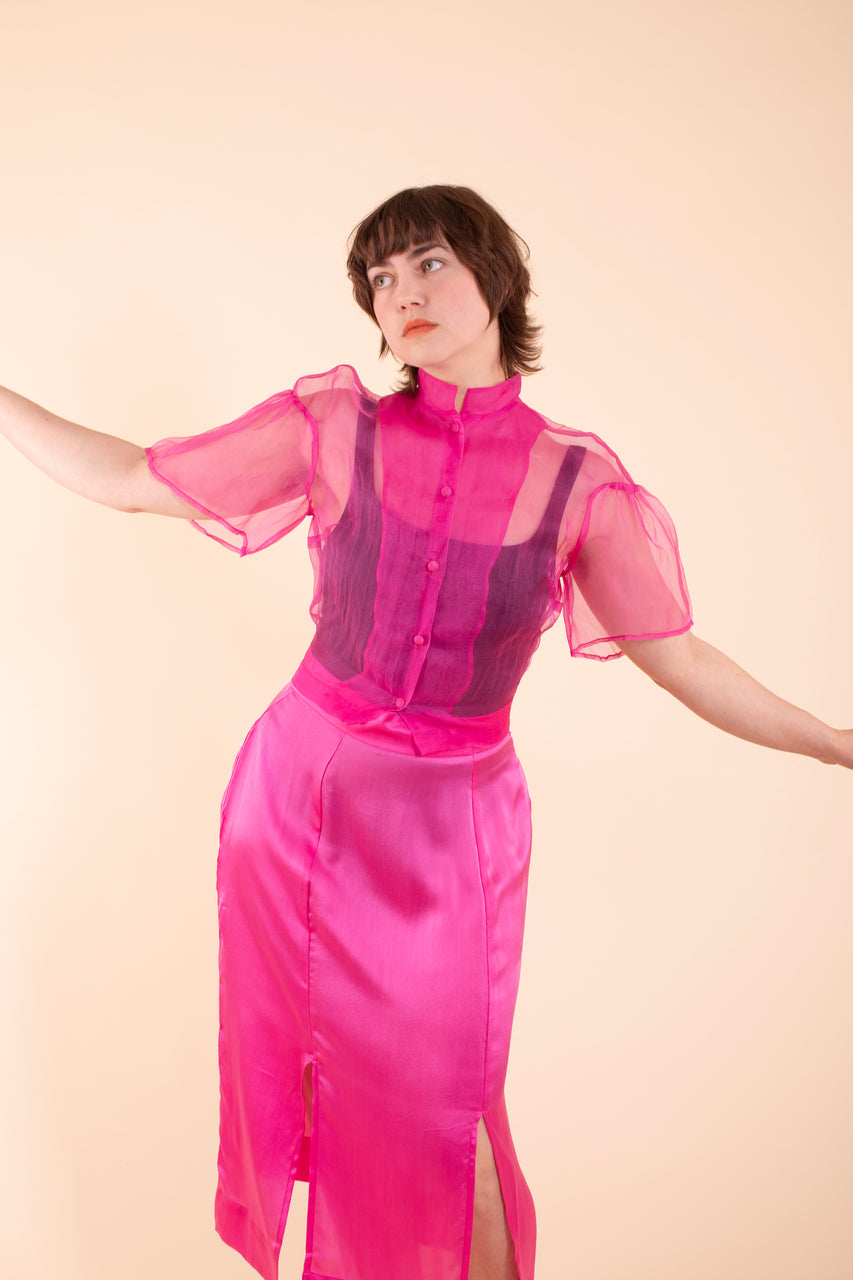 Emma Skirt - HKM - Raspberry Rose Silk