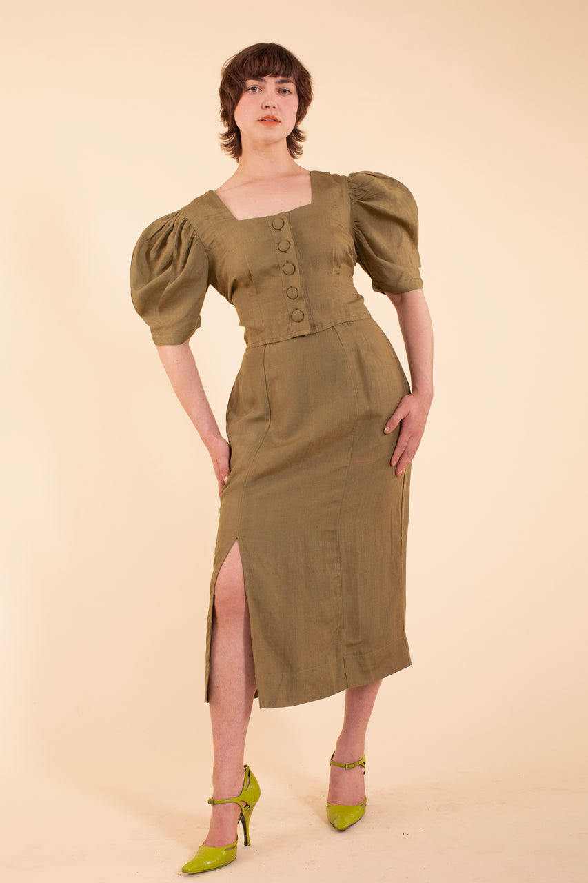 Eyre Blouse - HKM - Moss Linen