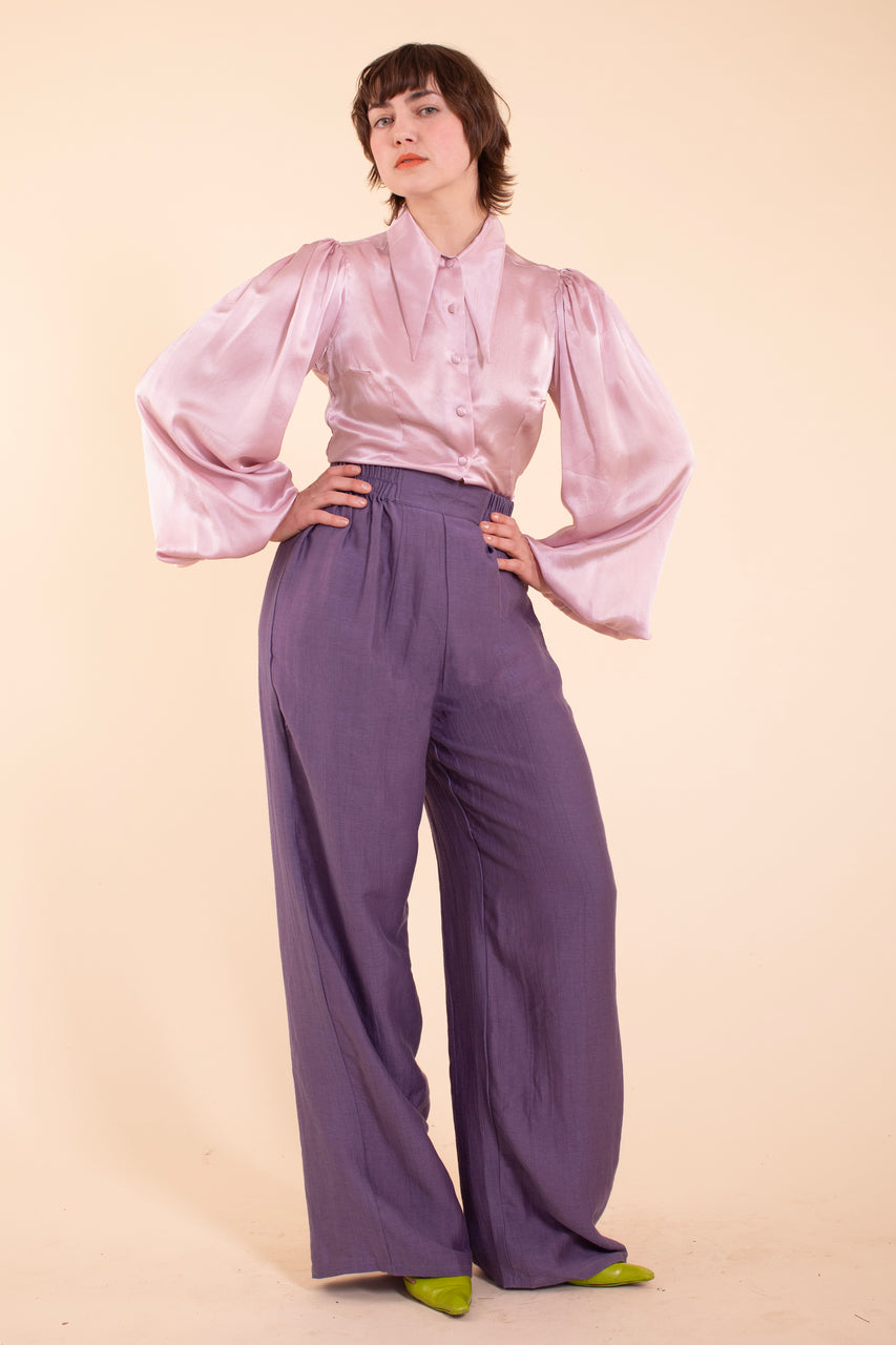 Sophie Pant - HKM - Eggplant Linen