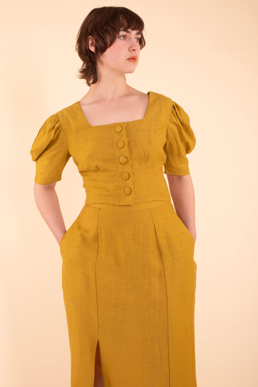 Emma Skirt - HKM - Mustard Linen