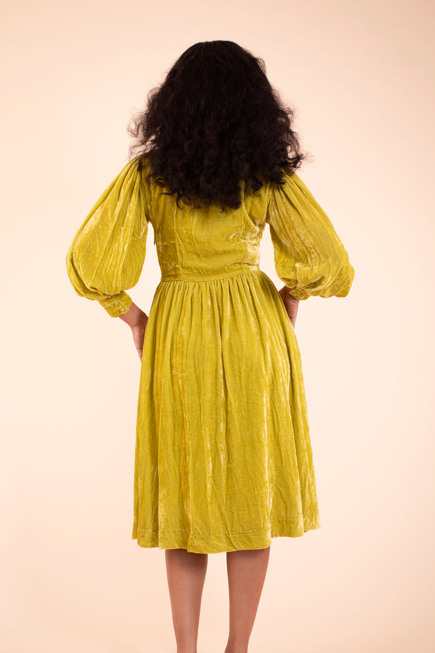 Everdene Dress - HKM - Chartreuse Silk Velvet