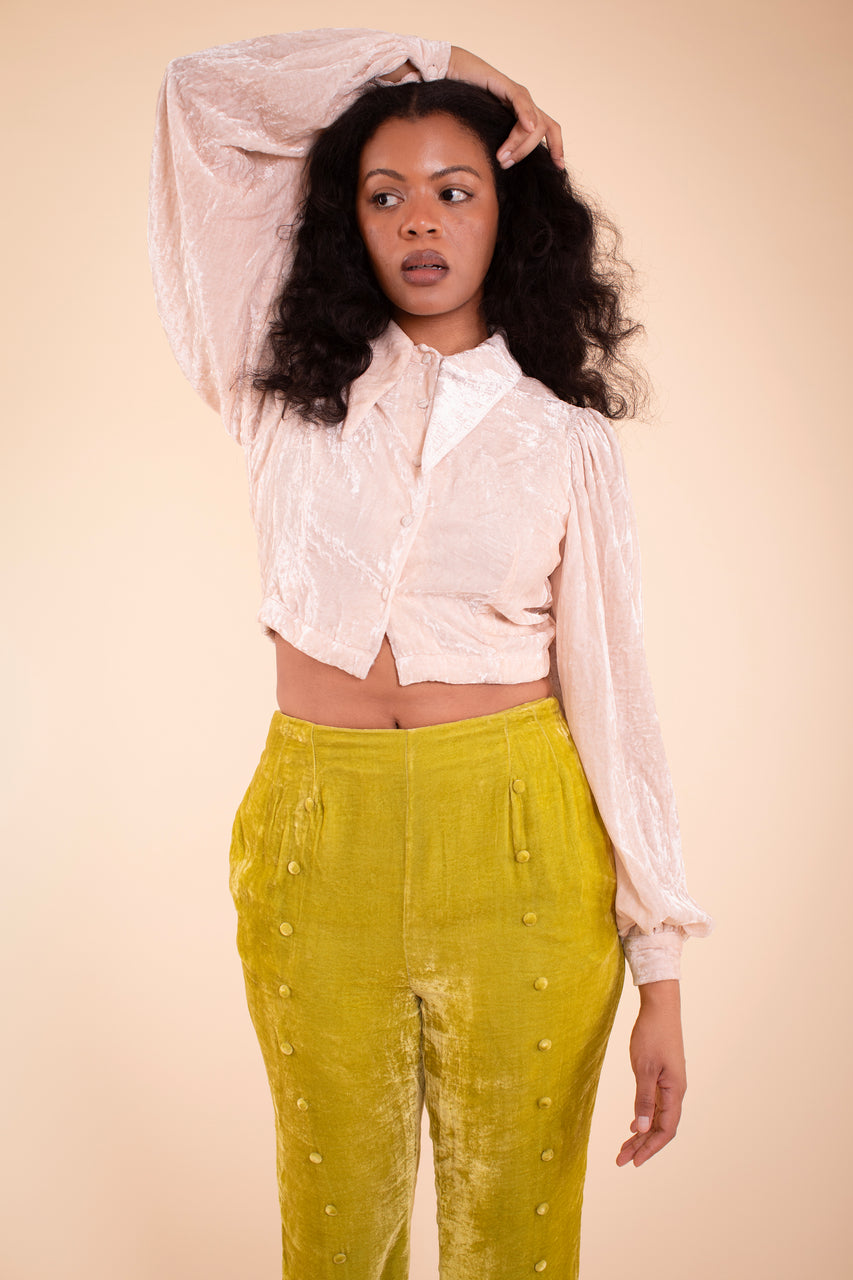 Sophie Blouse - HKM - Blush Silk Velvet