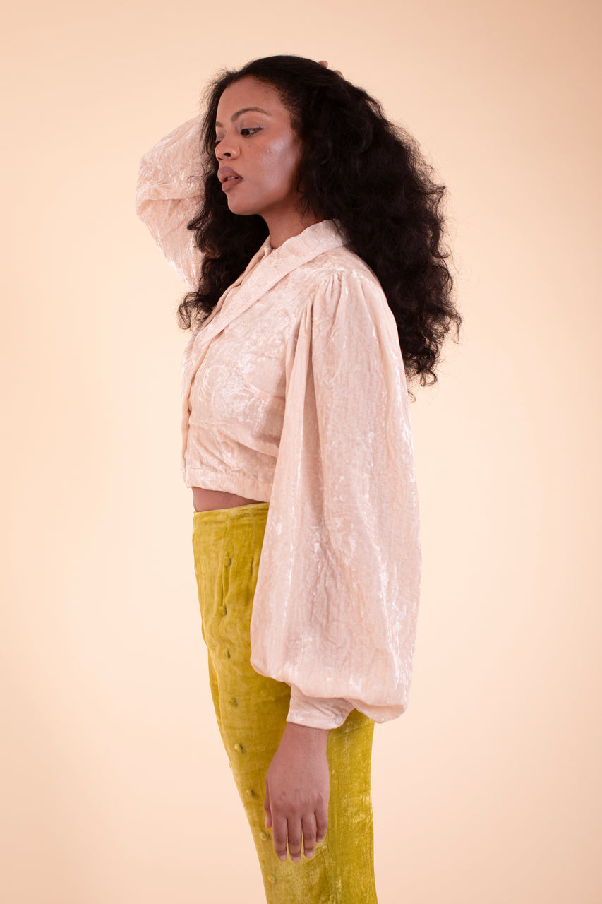 Sophie Blouse - HKM - Blush Silk Velvet
