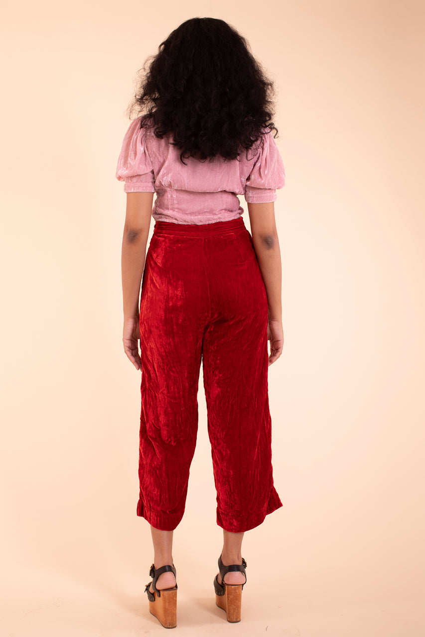 Tudor Trouser - HKM - Red Silk Velvet