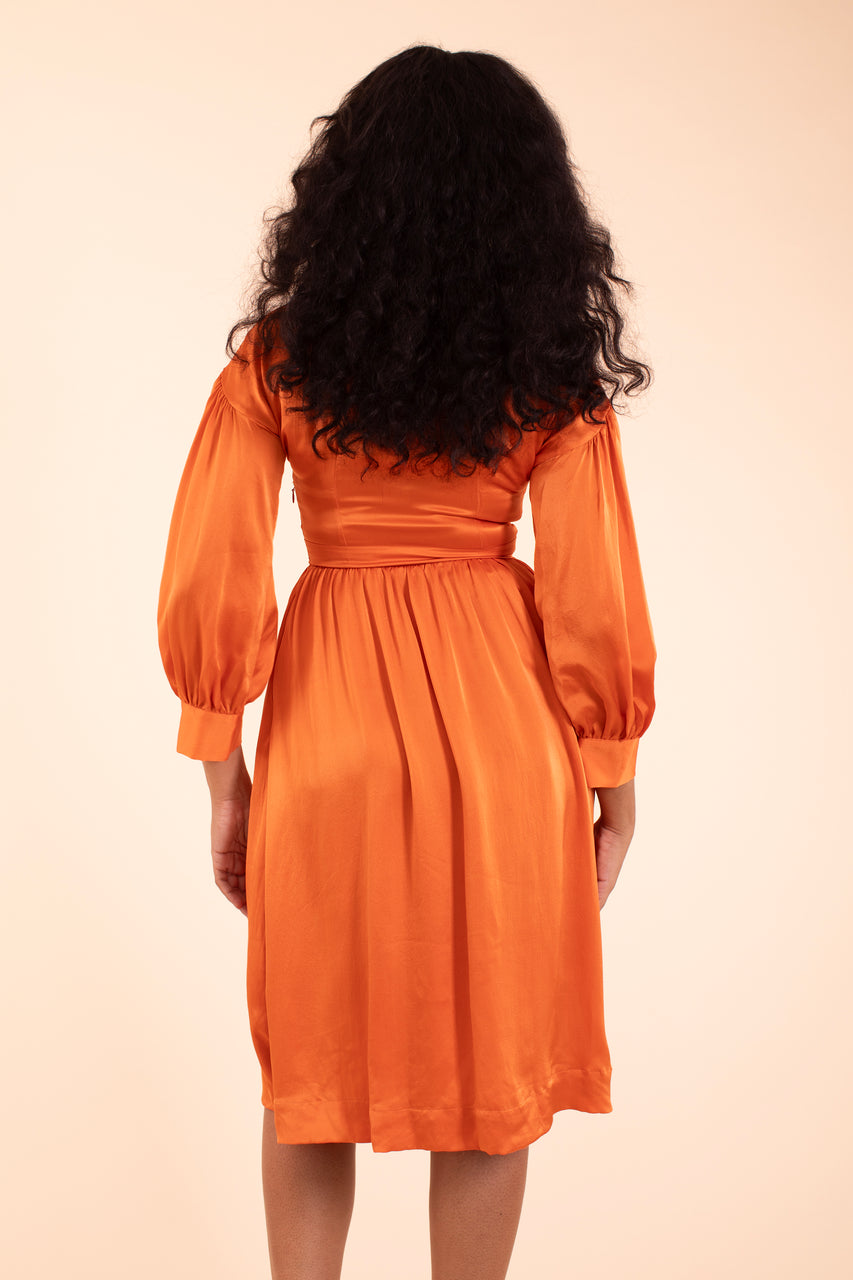 Hilda Dress - HKM - Pumkin Silk Satin