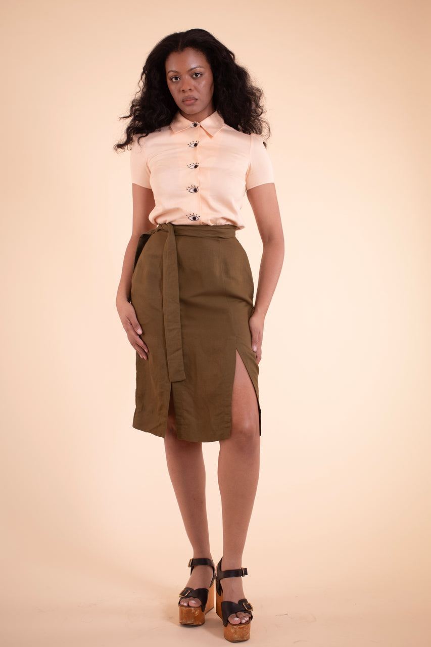 Emma Skirt - HKM - Forest Green Linen