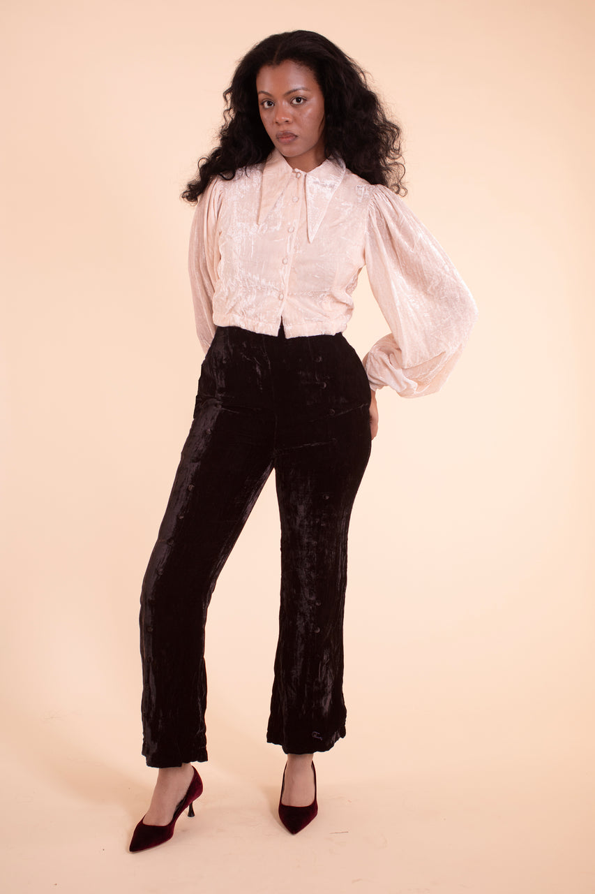 Sophie Blouse - HKM - Blush Silk Velvet