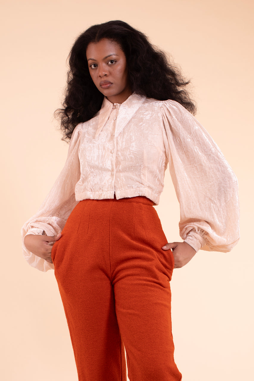 Sophie Blouse - HKM - Blush Silk Velvet