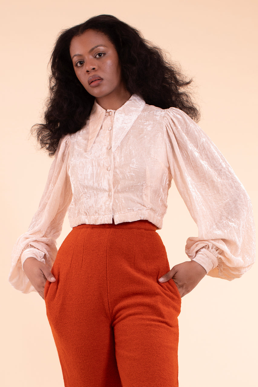 Sophie Blouse - HKM - Blush Silk Velvet
