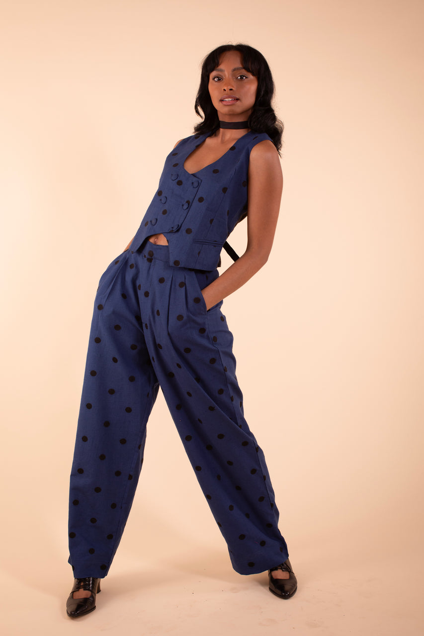 Noble Trouser - Indigo Linen