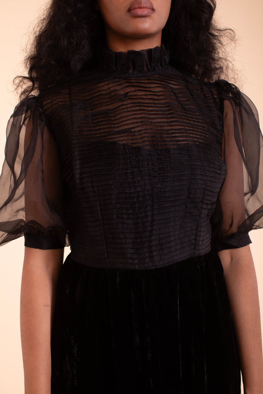 Blythe Dress - HKM - Black Silk Velvet