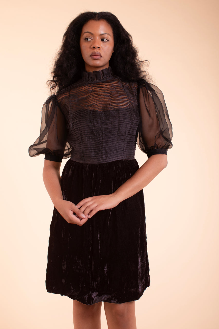 Blythe Dress - HKM - Black Silk Velvet