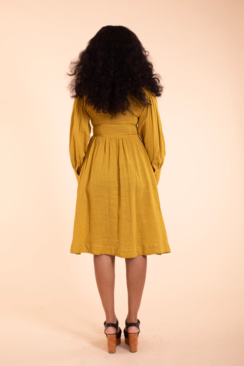 Helen Dress - HKM - Mustard Gauze