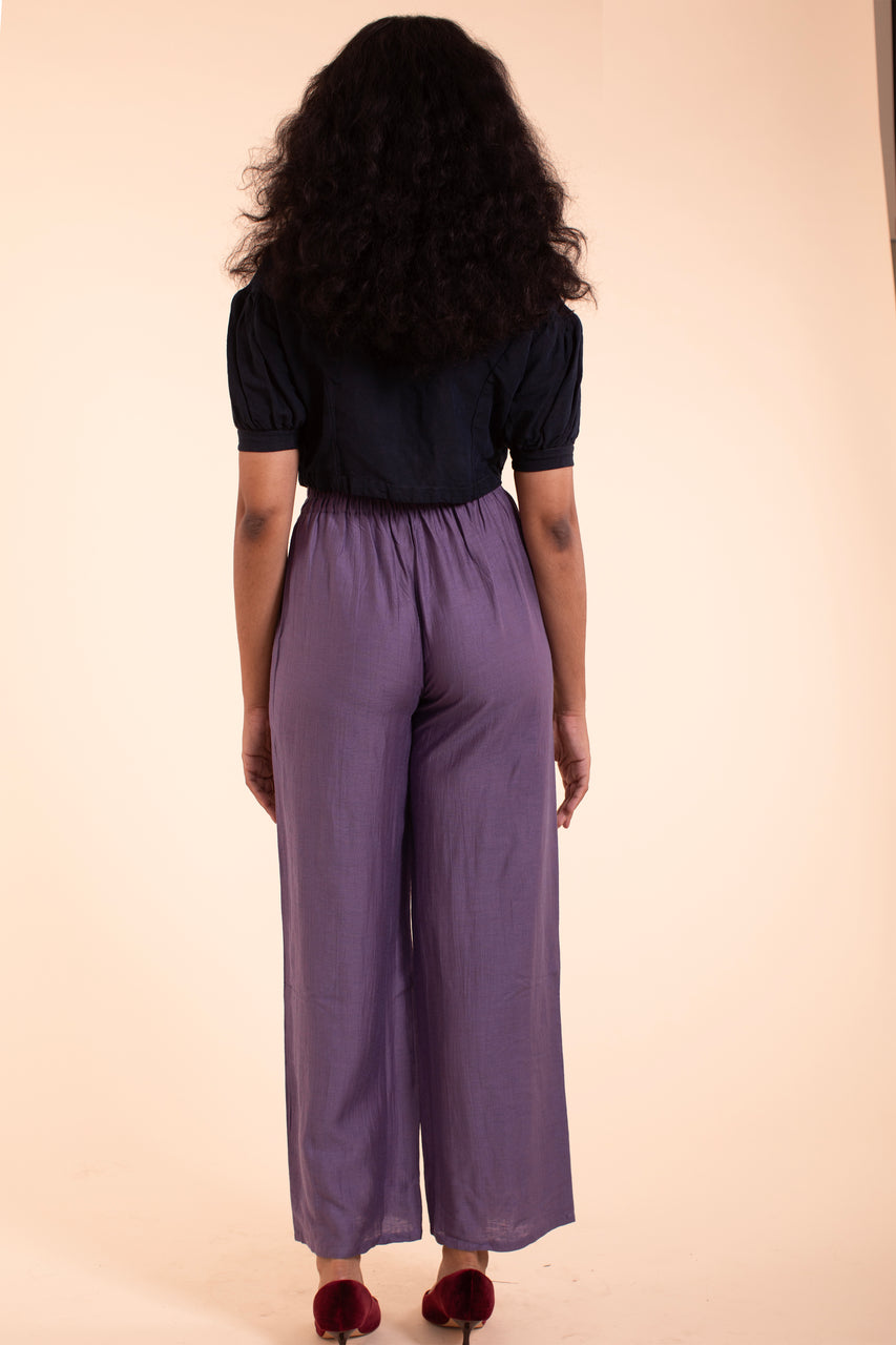 Sophie Pant - HKM - Eggplant Linen