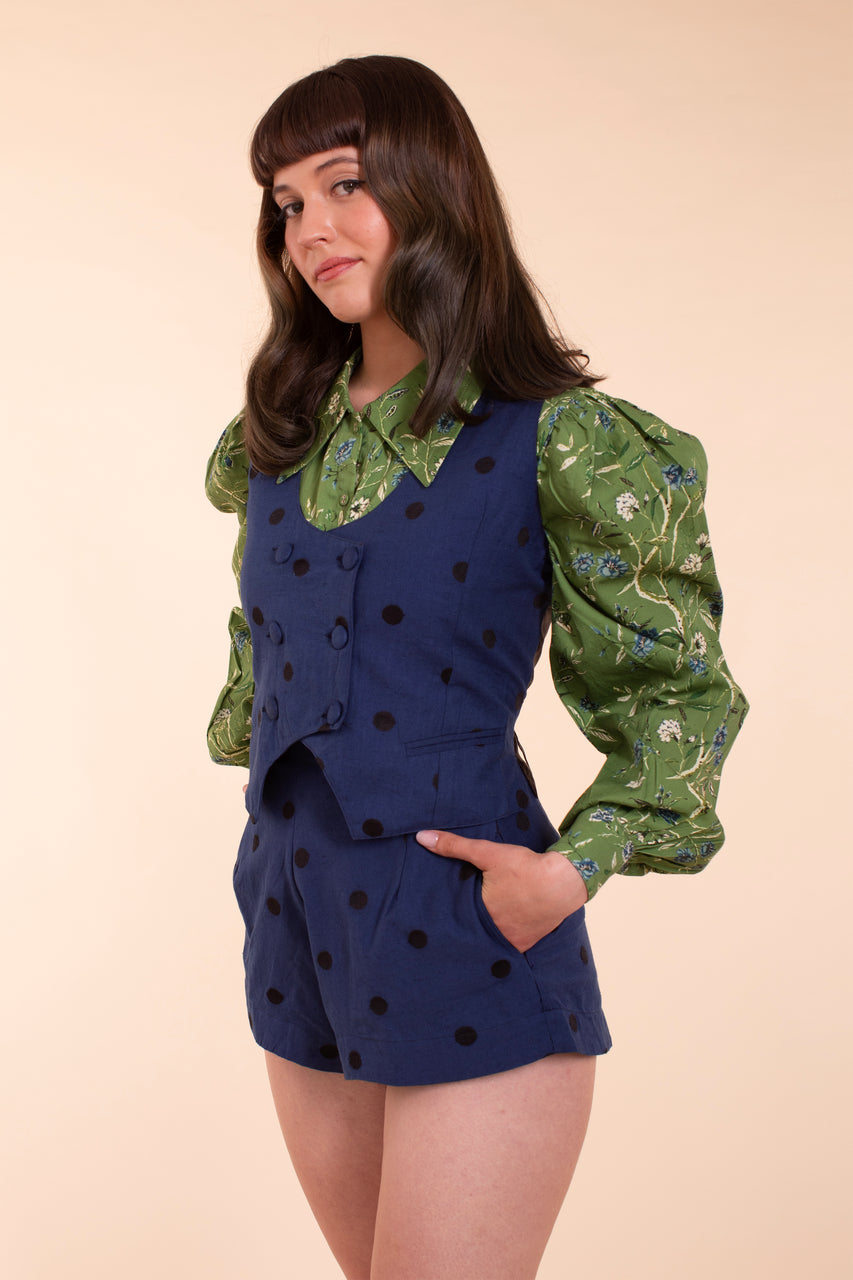 Noble Vest - Indigo Linen