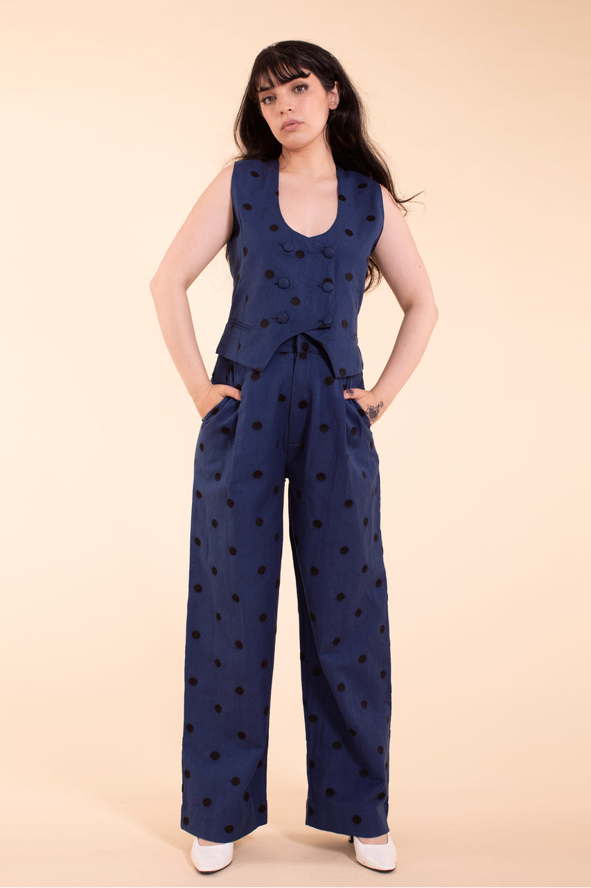 Noble Trouser - Indigo Linen