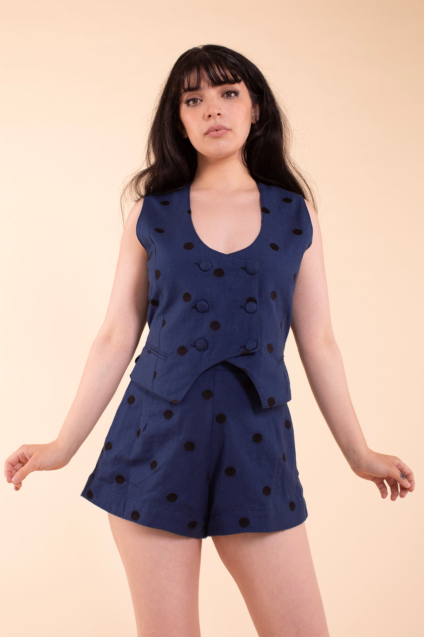 Noble Vest - Indigo Linen