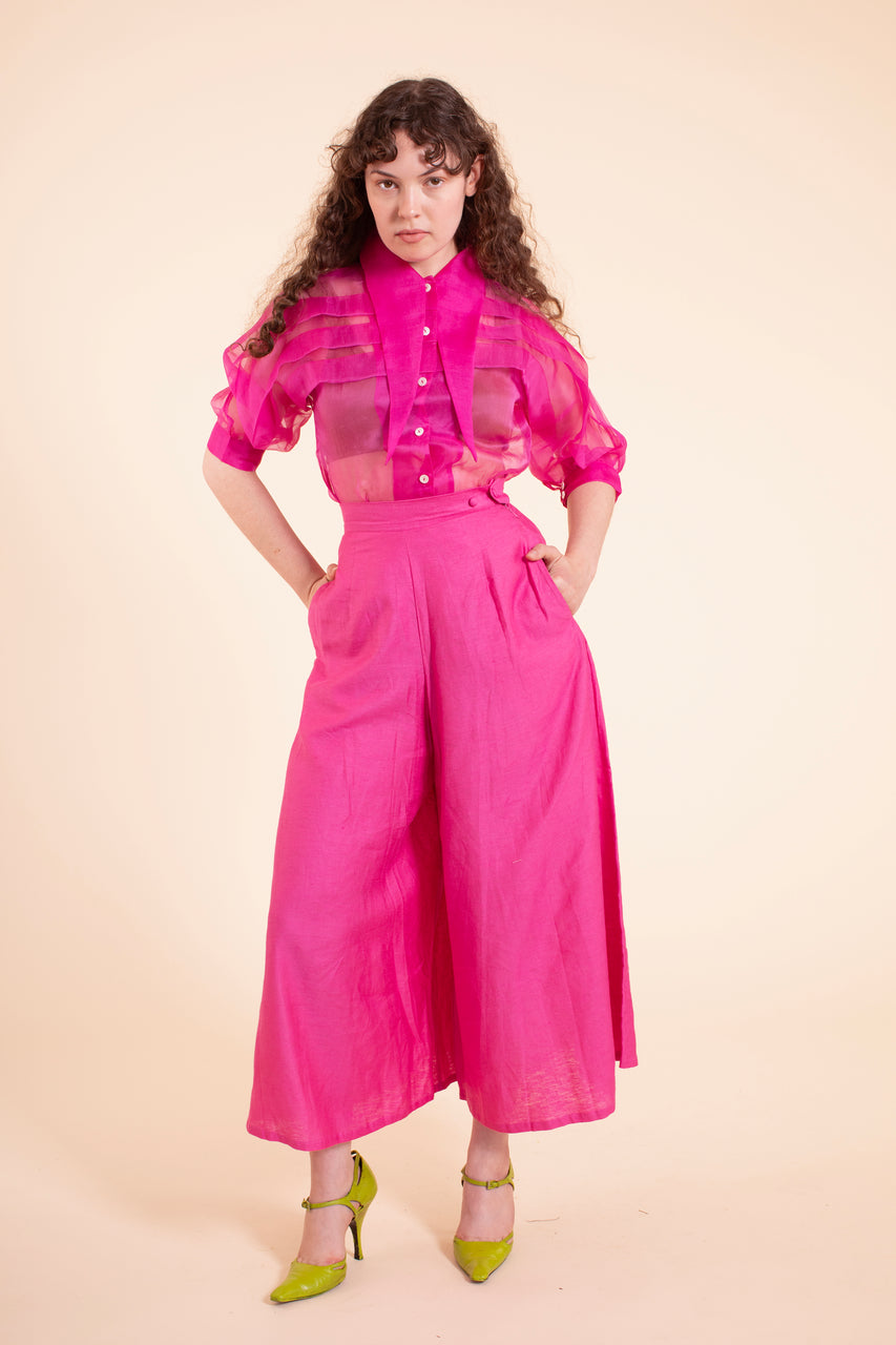 Emma Pants - HKM - Raspberry Rose Linen