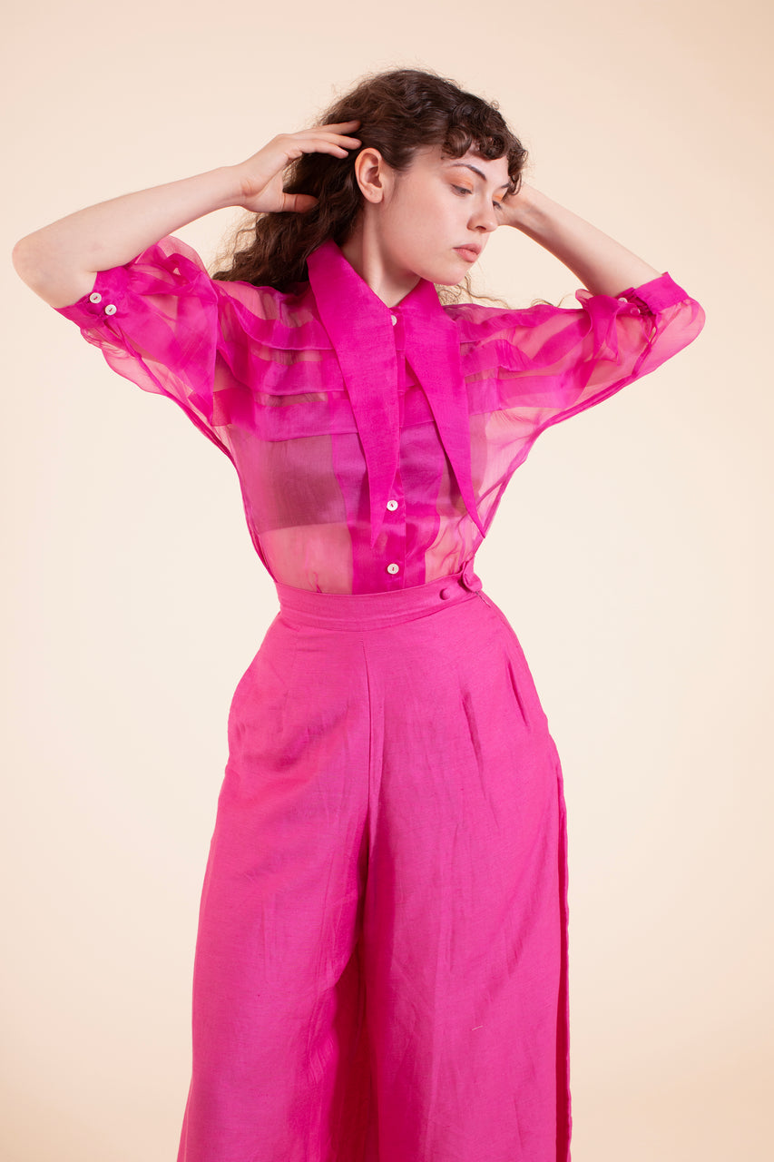 Emma Pants - HKM - Raspberry Rose Linen