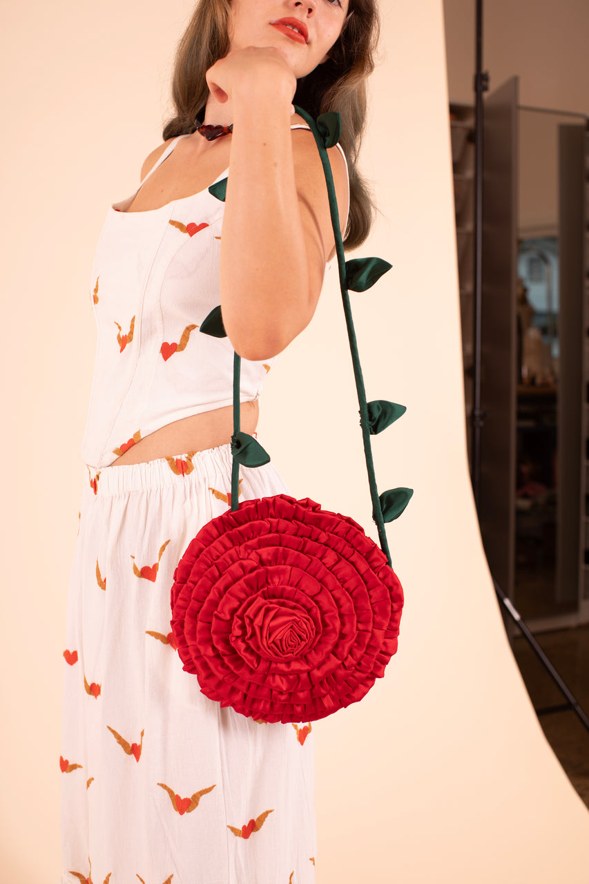 Rosebud Shoulder Bag - Red