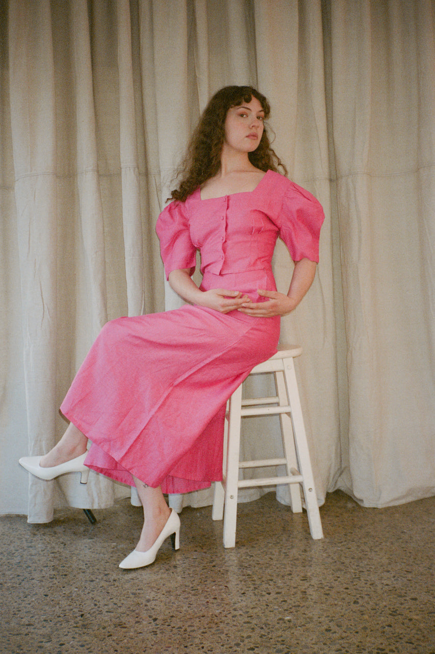 Emma Pants - HKM - Raspberry Rose Linen