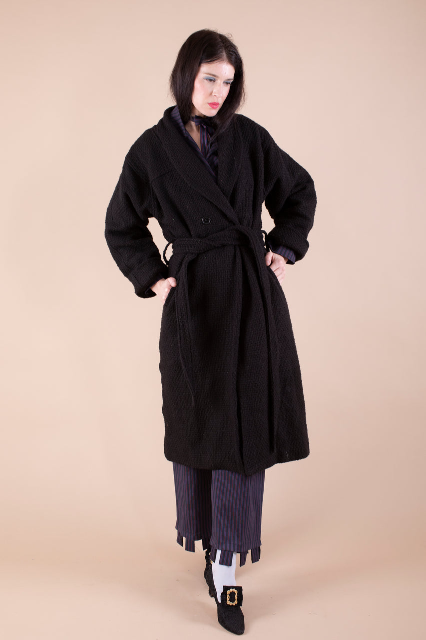 Chronicle Coat - Silk Wool Boucle - Black - Pre order