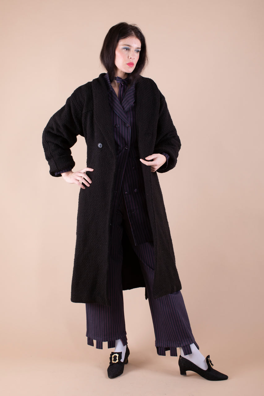 Chronicle Coat - Silk Wool Boucle - Black - Pre order