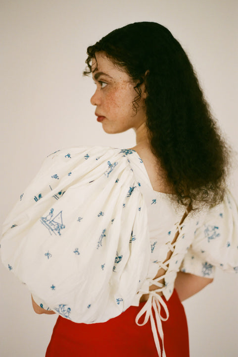 Zou Zou Blouse - Delft Embroidery