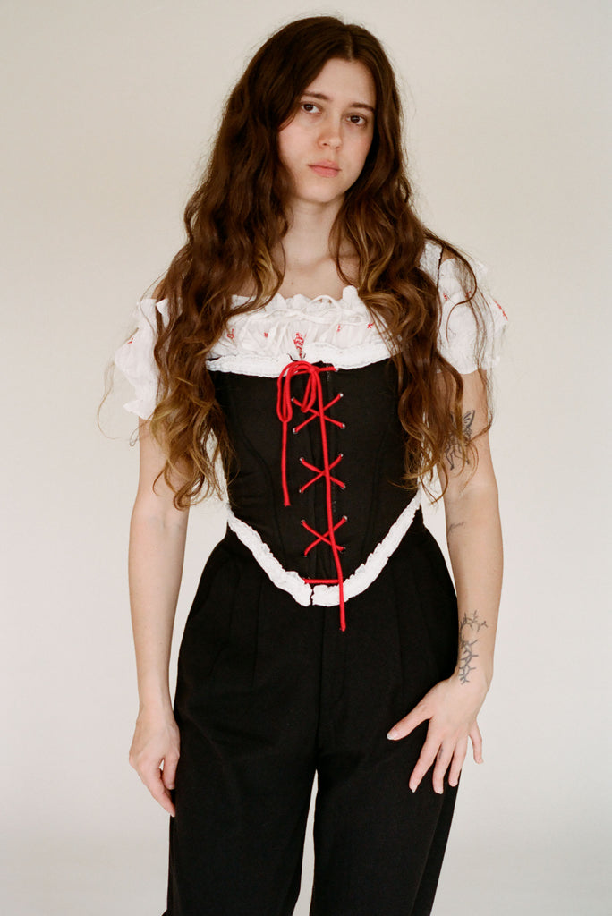 Mae Corset - Black & Red
