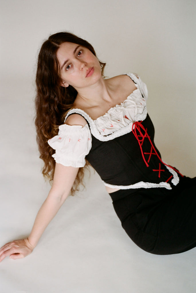 Mae Corset - Black & Red