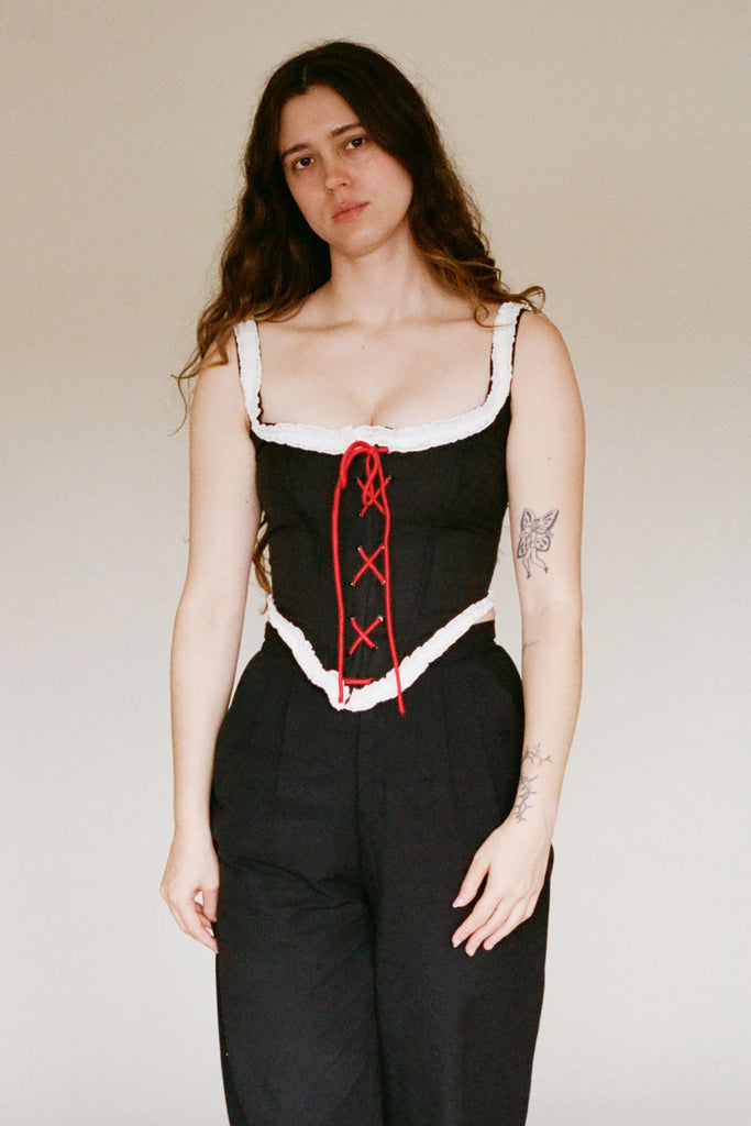 Mae Corset - Black & Red