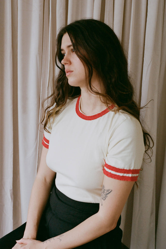 Shirley Tee - White & Red