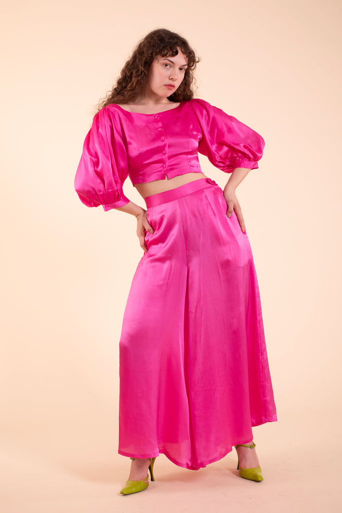 Emma Pants - HKM - Raspberry Rose Silk