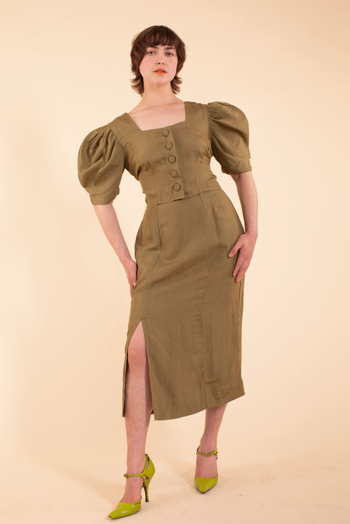 Emma Skirt - HKM - Moss Linen