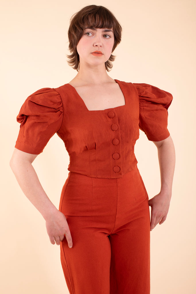 Eyre Blouse - HKM - Paprika Linen