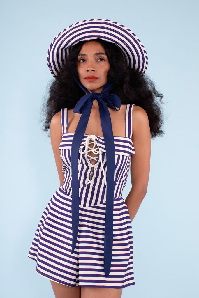 Halo Hat - Indigo/Ivory Stripe - Archive