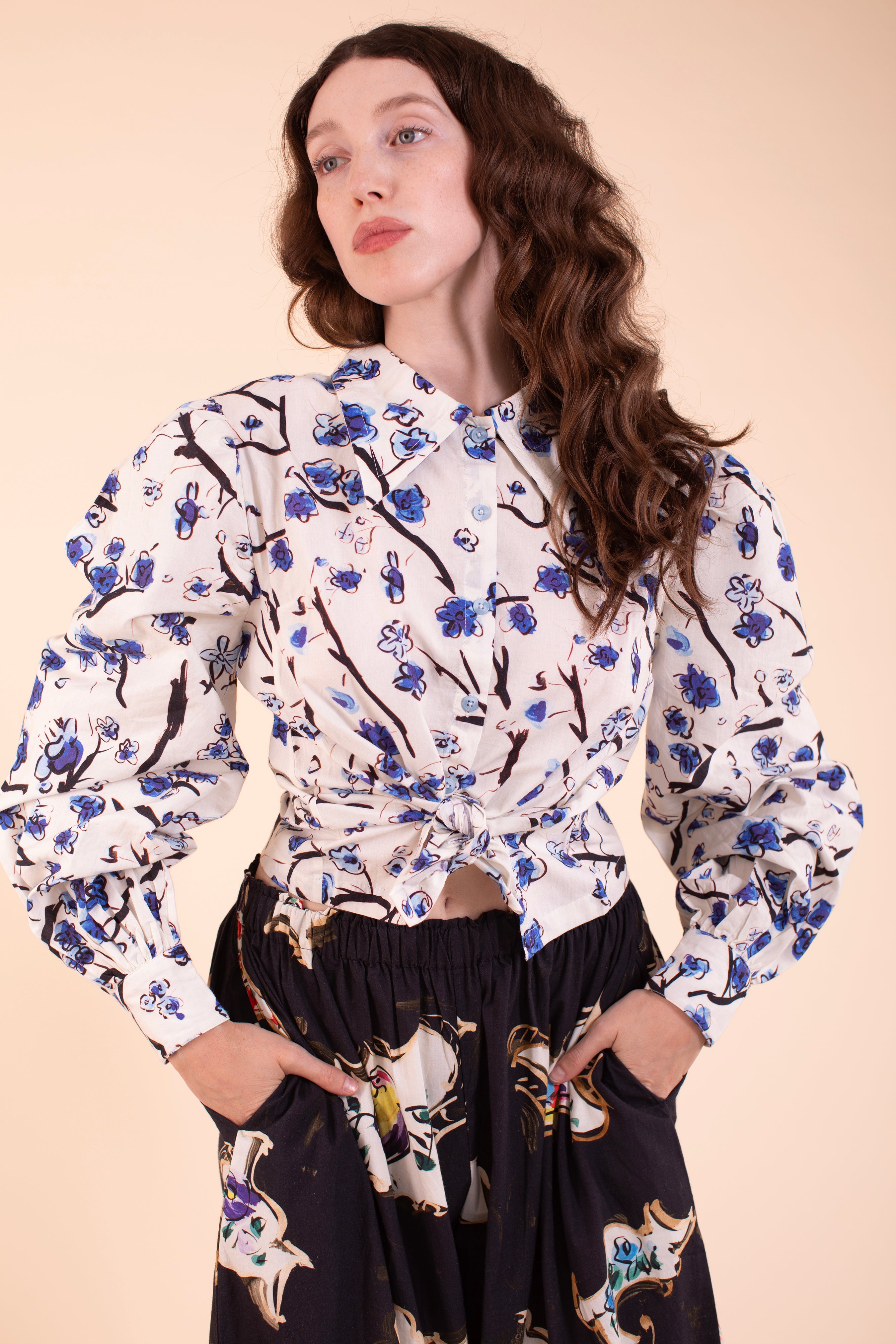 【新品】POMIII PARTAGE cotton tiered blouse Enchantment Blouse - Blue Porcelain – Samantha Pleet