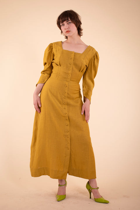Adèle Dress - HKM - Mustard Linen