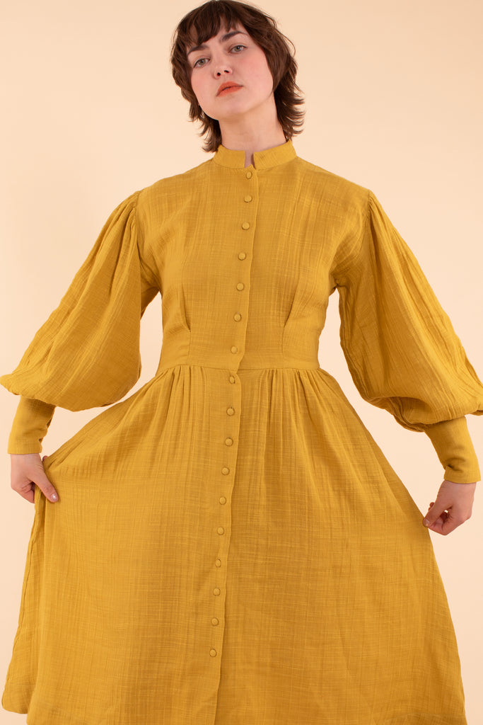 Helen Dress - HKM - Mustard Gauze