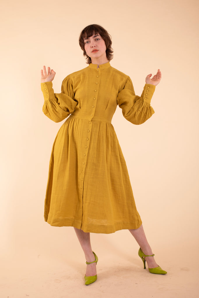 Helen Dress - HKM - Mustard Gauze