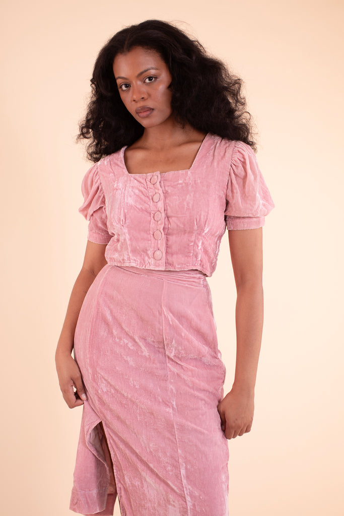 Eyre Blouse - HKM - Peony Silk Velvet
