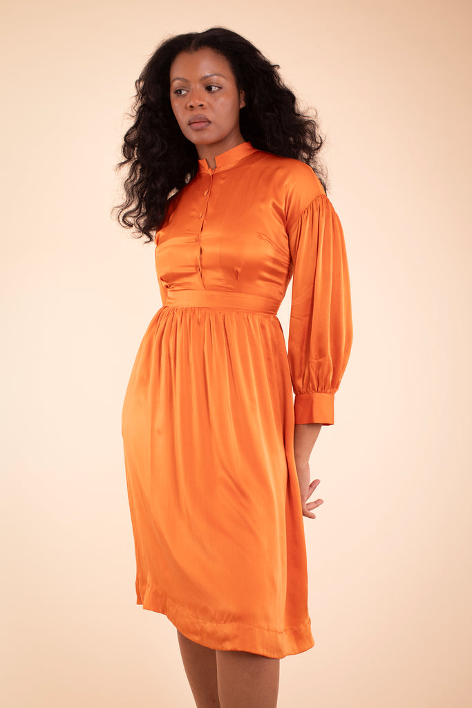 Hilda Dress - HKM - Pumkin Silk Satin