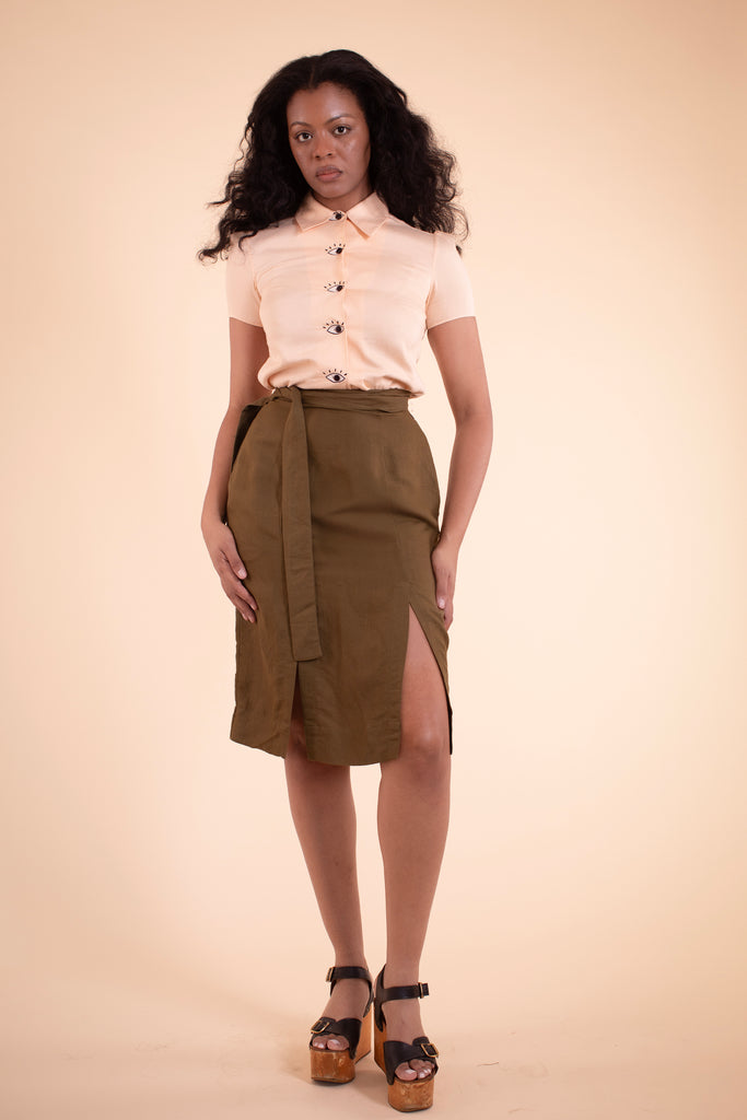 Emma Skirt - HKM - Forest Green Linen