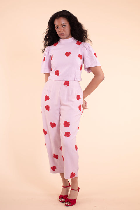 Liddy Pants - HKM - Lilac Cotton with Beads