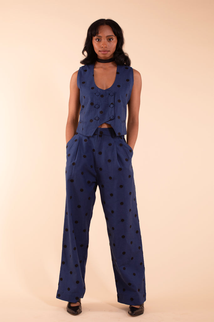 Noble Trouser - Indigo Linen
