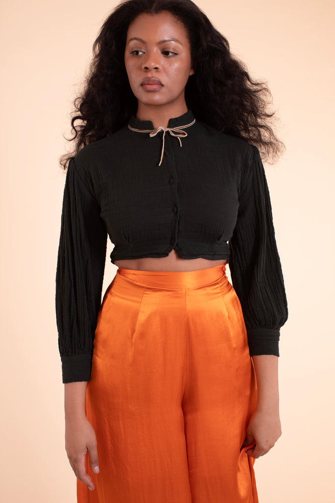 Bow Tie Blouse - HKM - Black