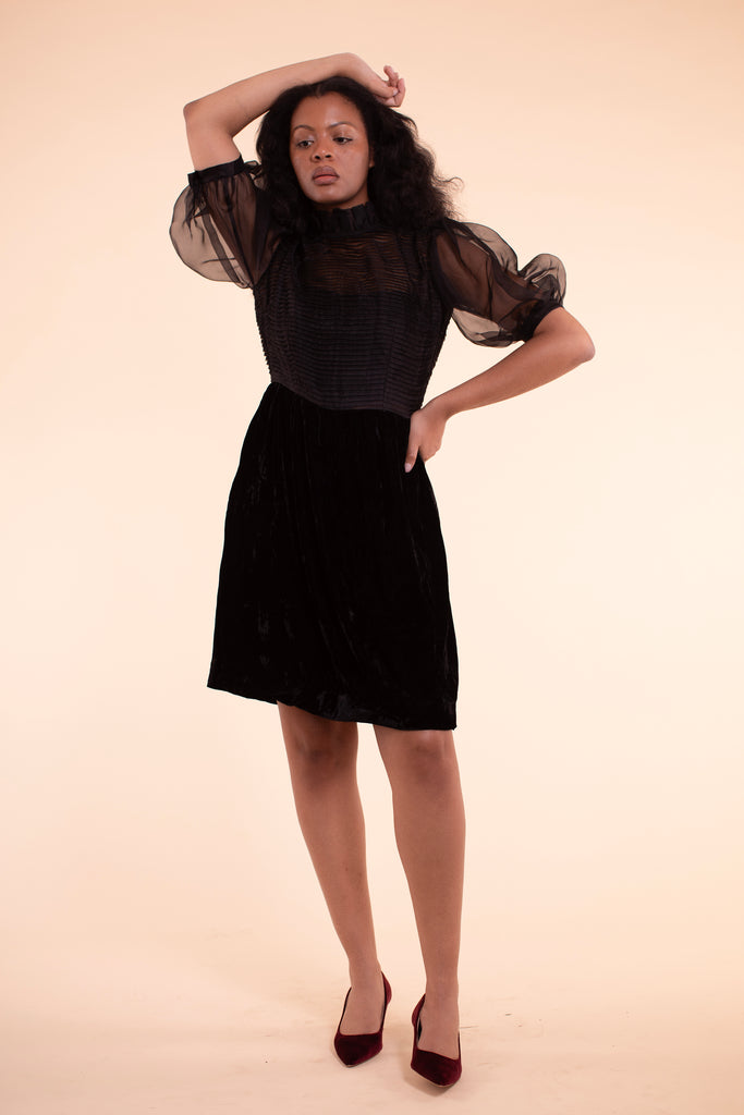 Blythe Dress - HKM - Black Silk Velvet