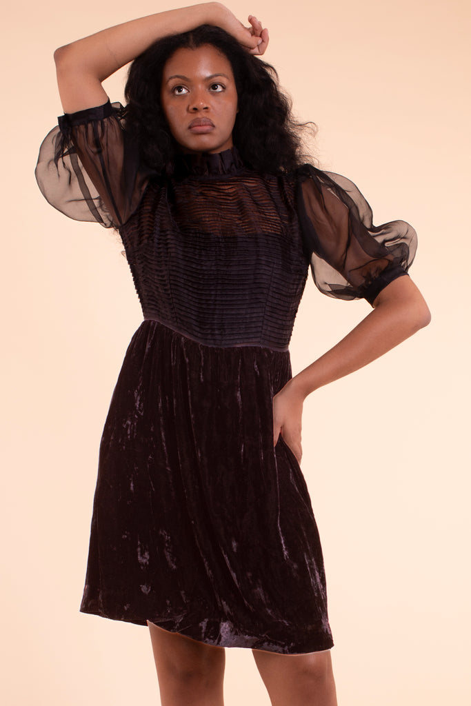 Blythe Dress - HKM - Black Silk Velvet