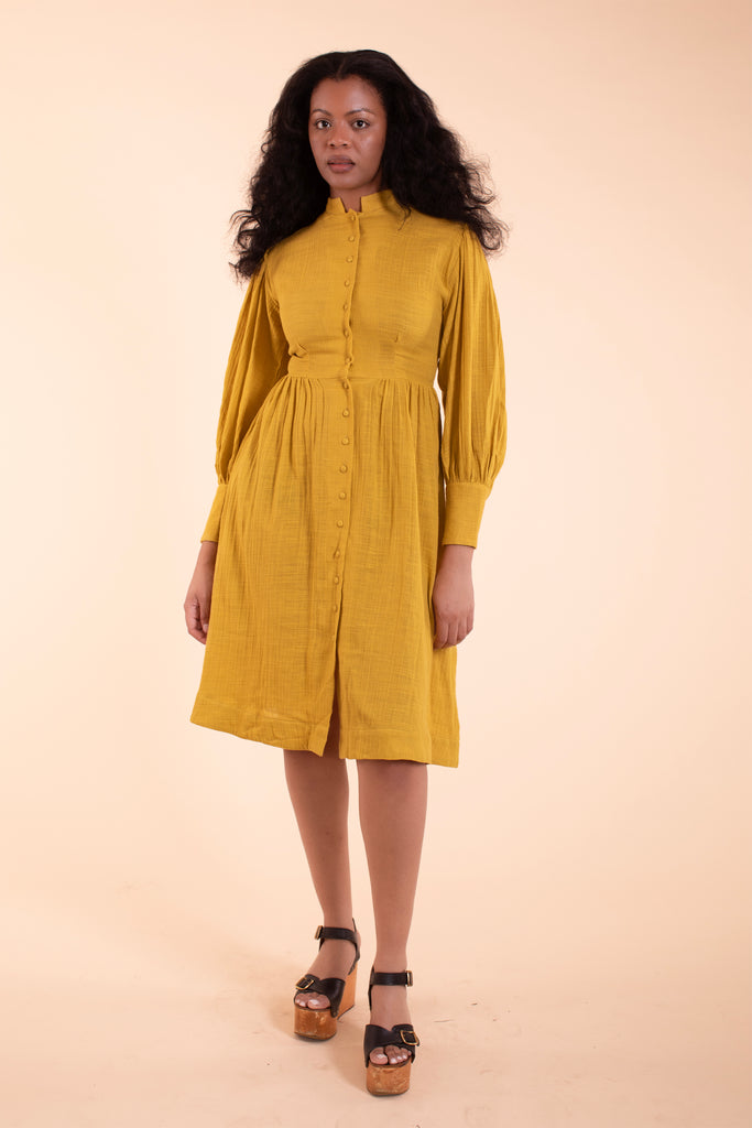 Helen Dress - HKM - Mustard Gauze